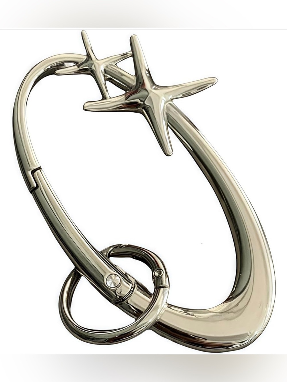 Y2K Starlight Metal Shiny Carabiner Belt Loop Accessory Belt,Star Silver